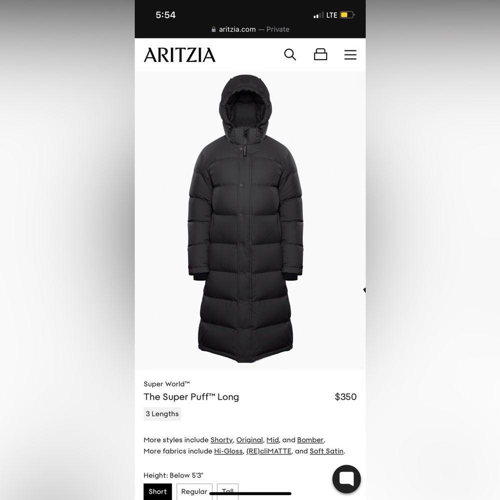 Aritzia super puff never worn xxsp coat